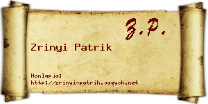 Zrinyi Patrik névjegykártya